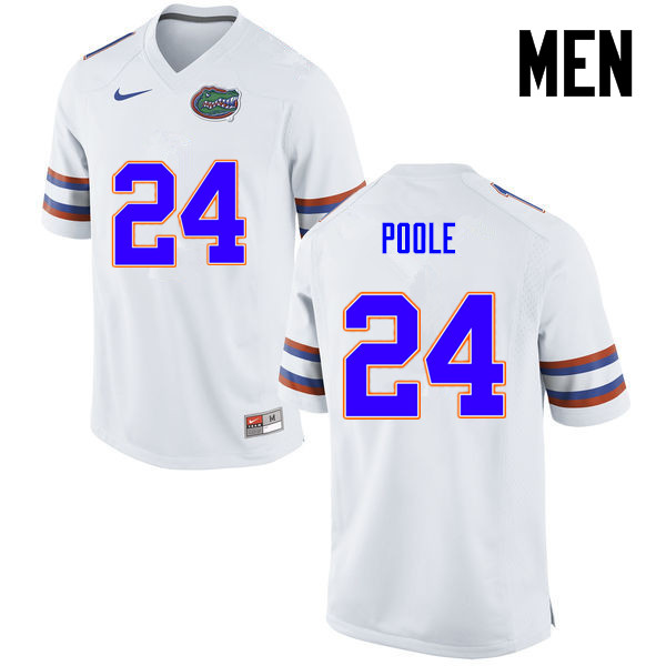 Men Florida Gators #24 Brian Poole College Football Jerseys-White